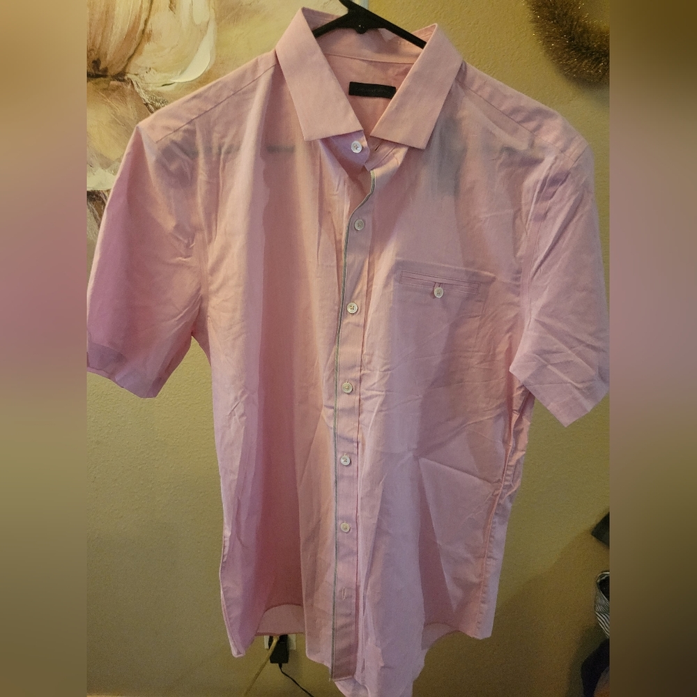 Zachary Prell Baumann pink men's short-sleeved shirt size m